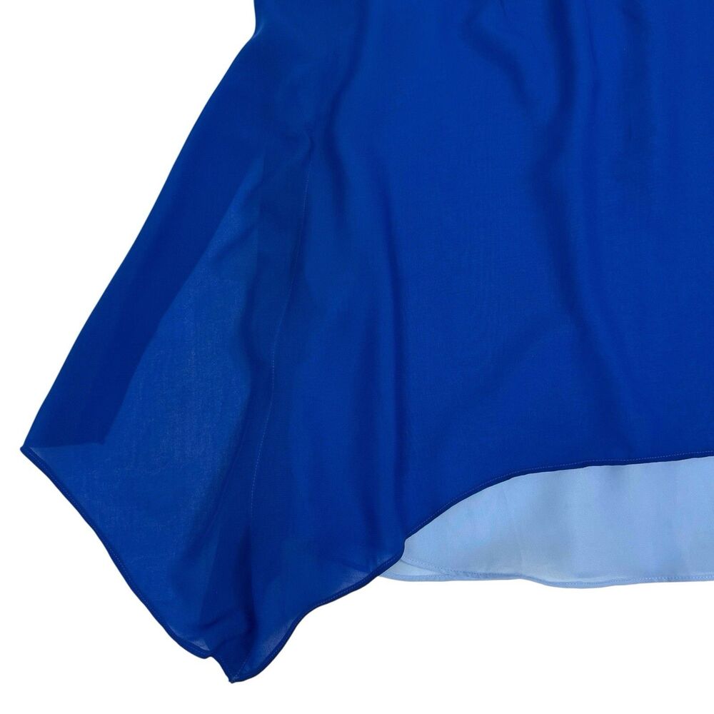White House Black Market Blue Flowy Chiffon Layered Split Back Sleeveless Top XL - Picture 8 of 12